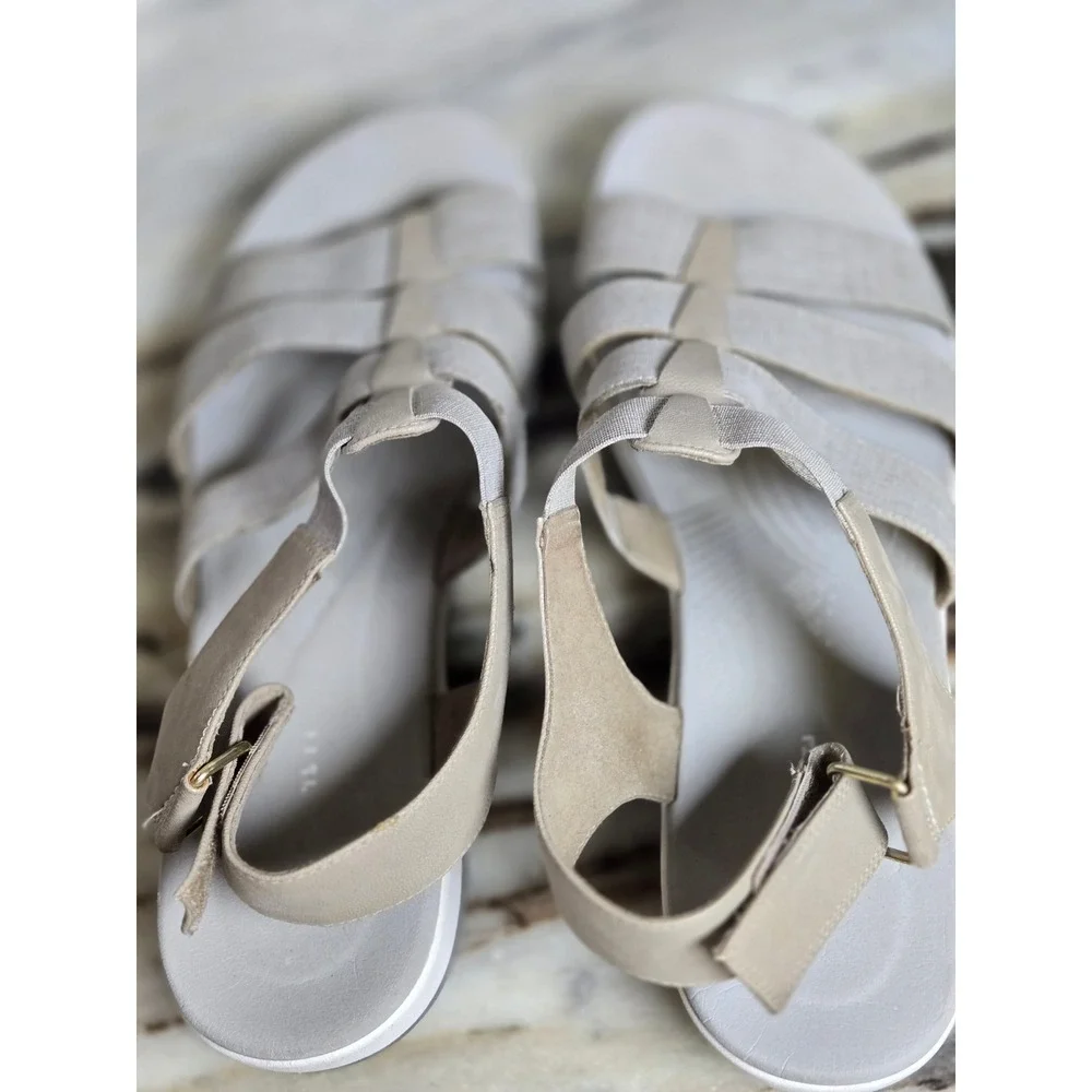 Clarks Cloudsteppers TaupeElastic Strappy Sandals Womens 11 W Wide